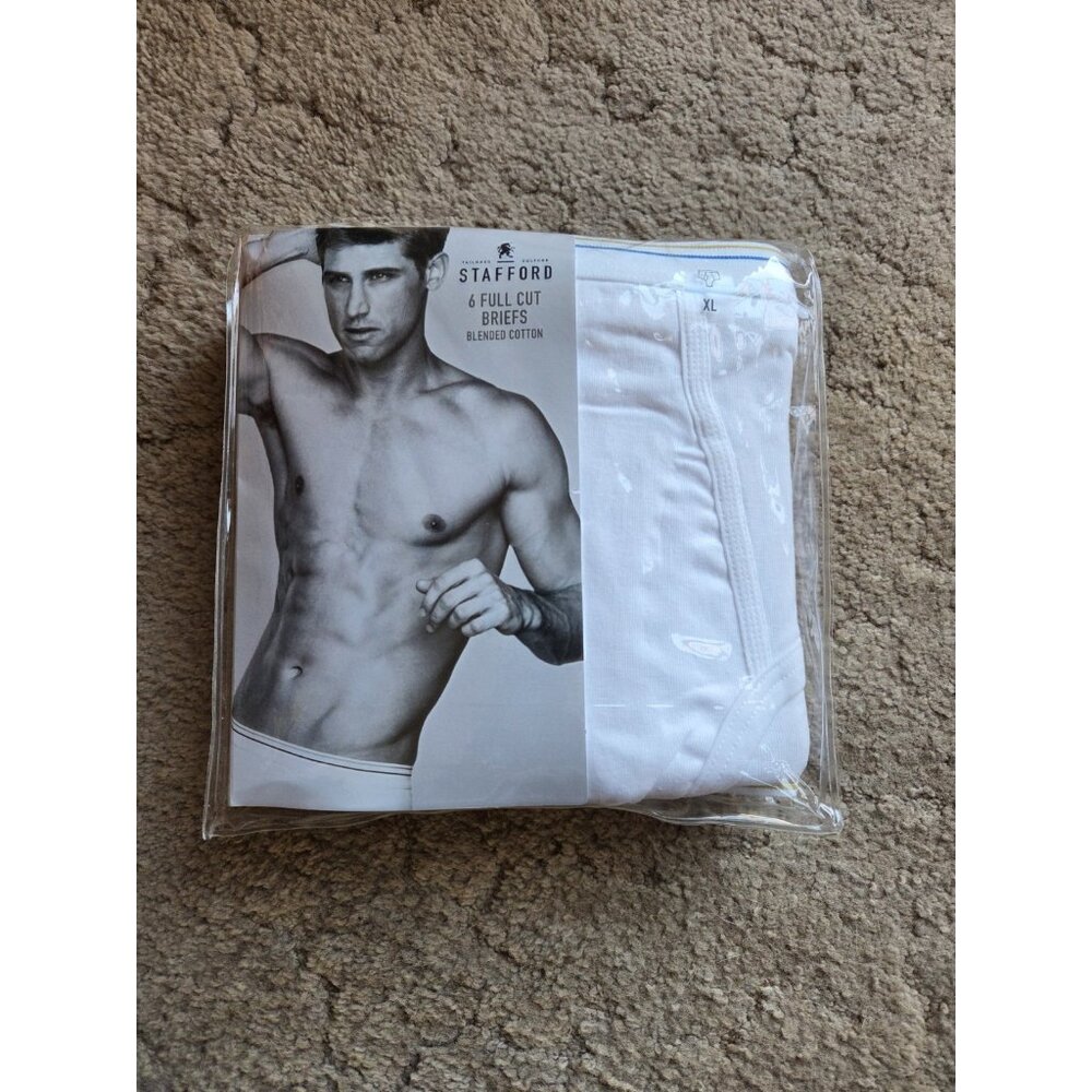New Vtg JCP Stafford Men Full Cut Briefs Underwear 6 Pk XL 40-42‎ Tighty Whities